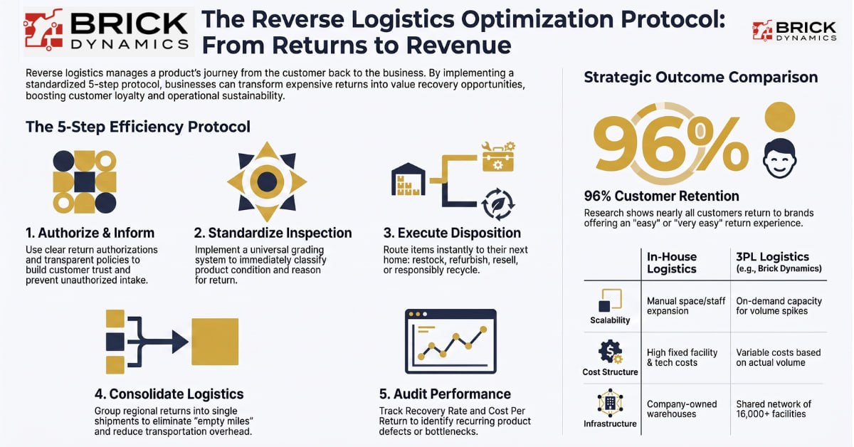 Reverse logistics optimization protocol from returns to revenue